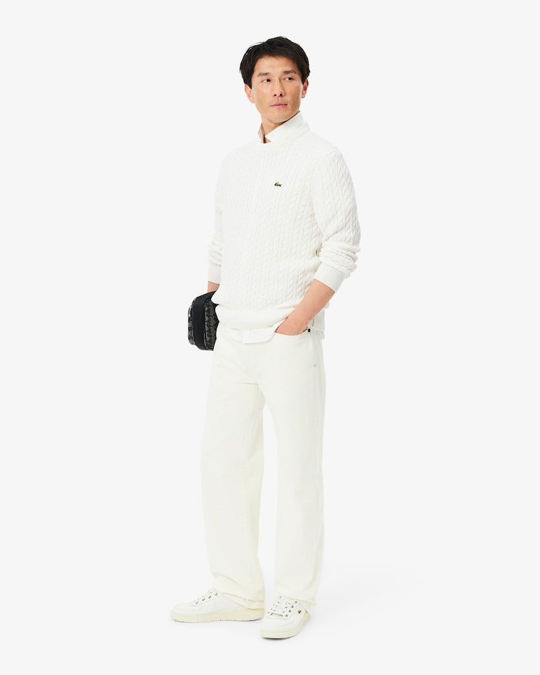 Pullover di cotone in maglia a trecce<BR/><BR/> AH7627 X0N LACOSTE