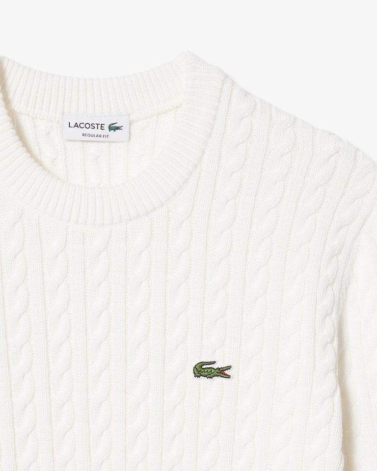 Pullover di cotone in maglia a trecce<BR/><BR/> AH7627 X0N LACOSTE