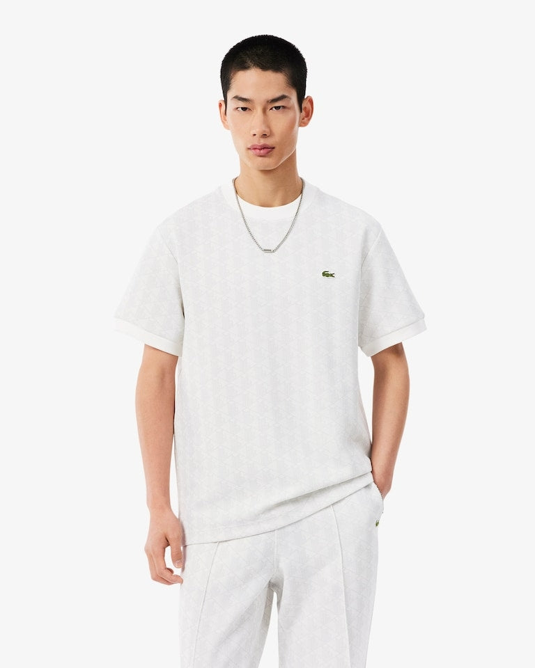 T-shirt slim fit con monogramma jacquard<BR/><BR/> TH1197 4IW LACOSTE