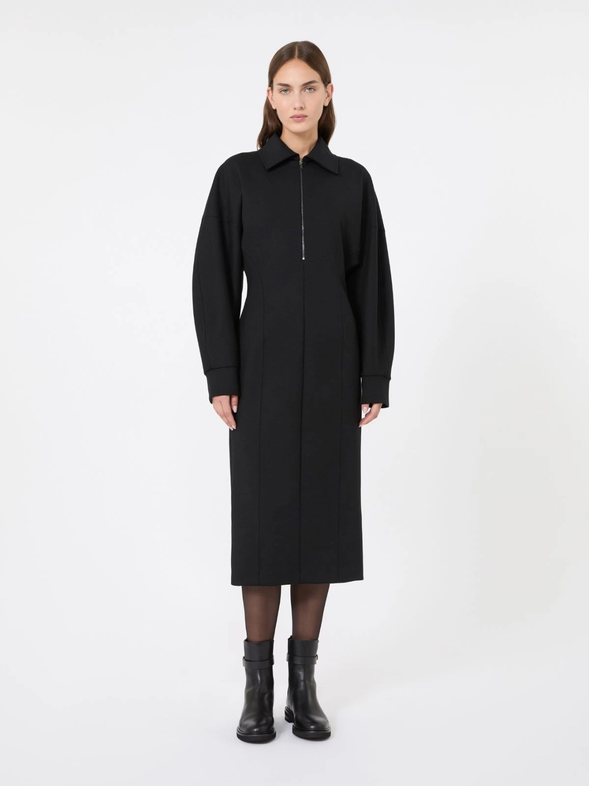 MAX MARA<BR/>Abito in jersey di lana e Lyocell - Nero MXMCAPO 004 MAX MARA