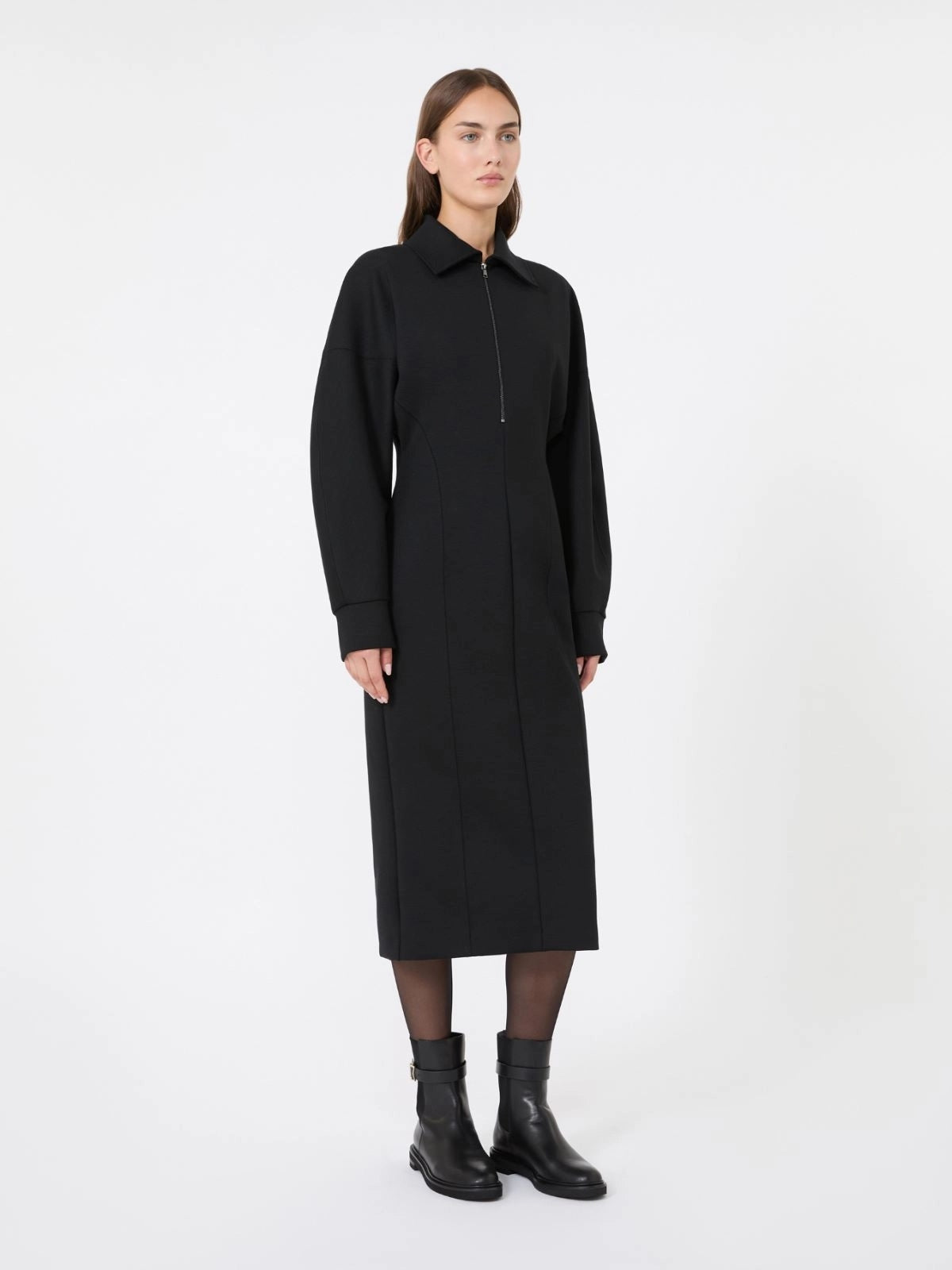 MAX MARA<BR/>Abito in jersey di lana e Lyocell - Nero MXMCAPO 004 MAX MARA