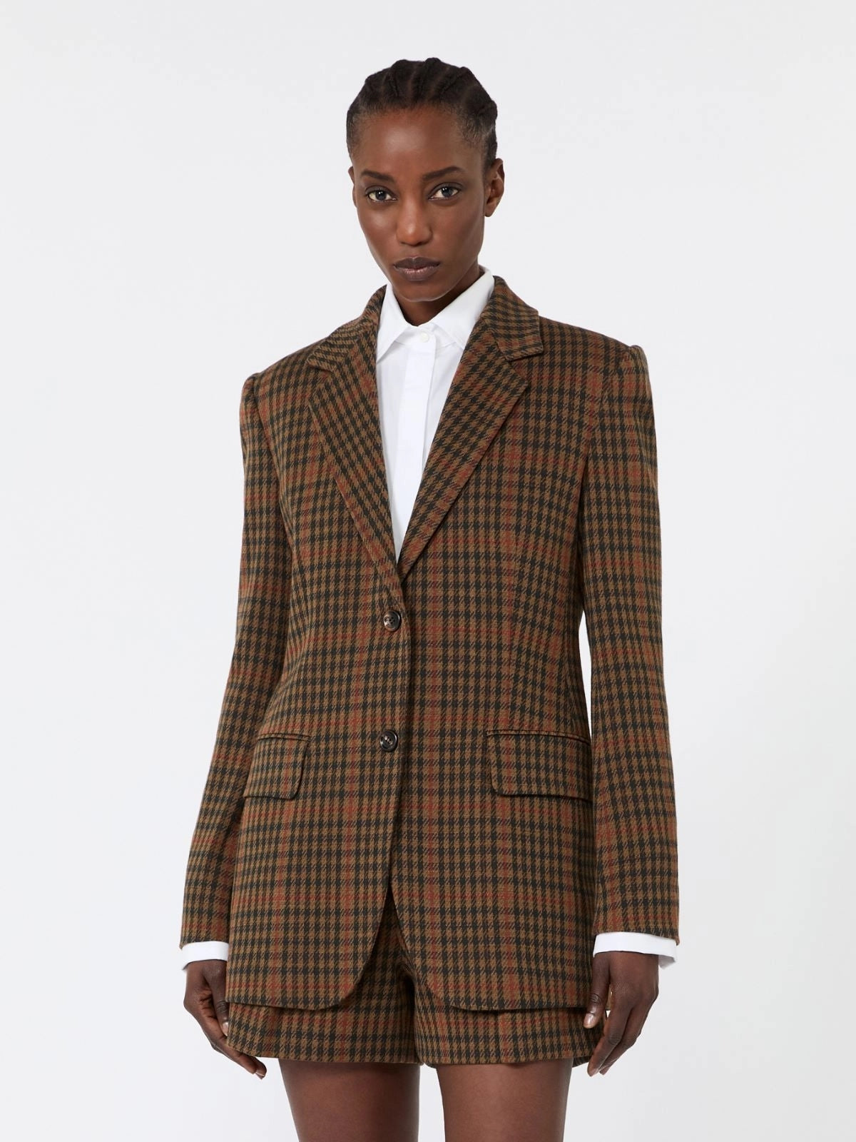 MAX MARA<BR/>Blazer monopetto in jersey Principe di Galles - Cuoio MXMGALOSCE 002 MAX MARA
