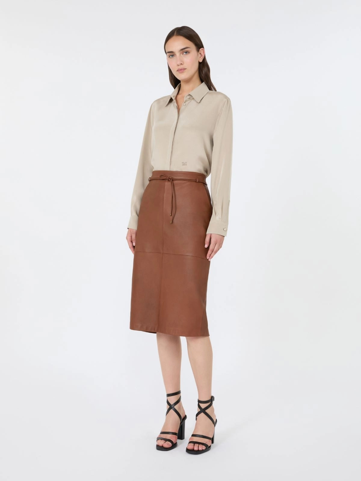 MAX MARA<BR/>Camicia in crêpe de Chine di seta - Roccia MXMGERANIO 007 MAX MARA
