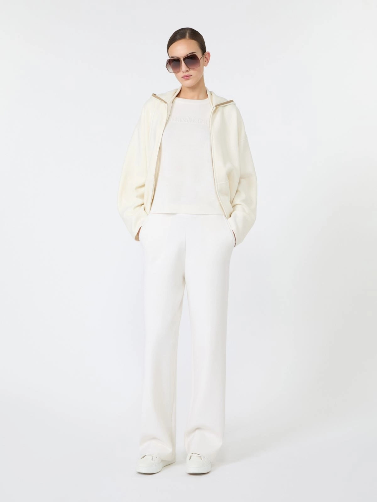 MAX MARA<BR/>Maglia in filato di lana con logo a rilievo - Bianco MXMMANTO 001 MAX MARA