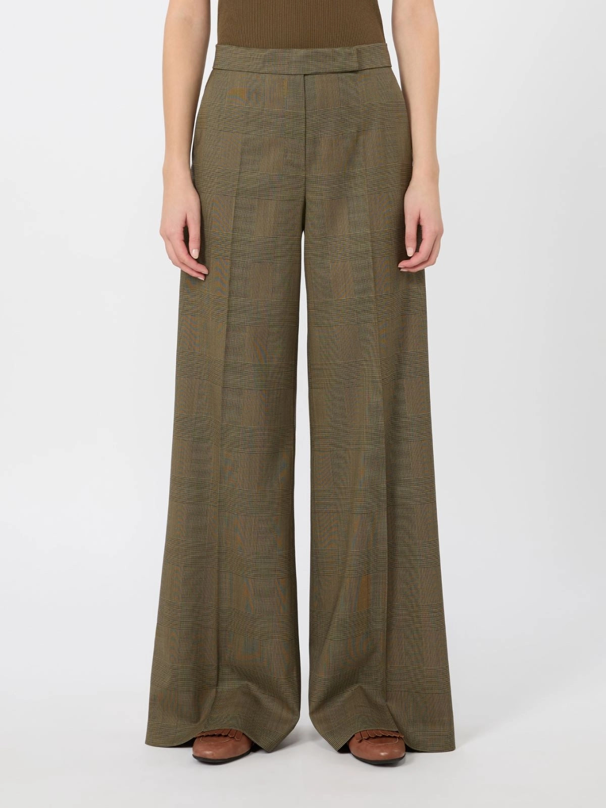 MAX MARA<BR/>Pantalone in lana Principe di Galles - Verde kaki MXMNETTO 002 MAX MARA