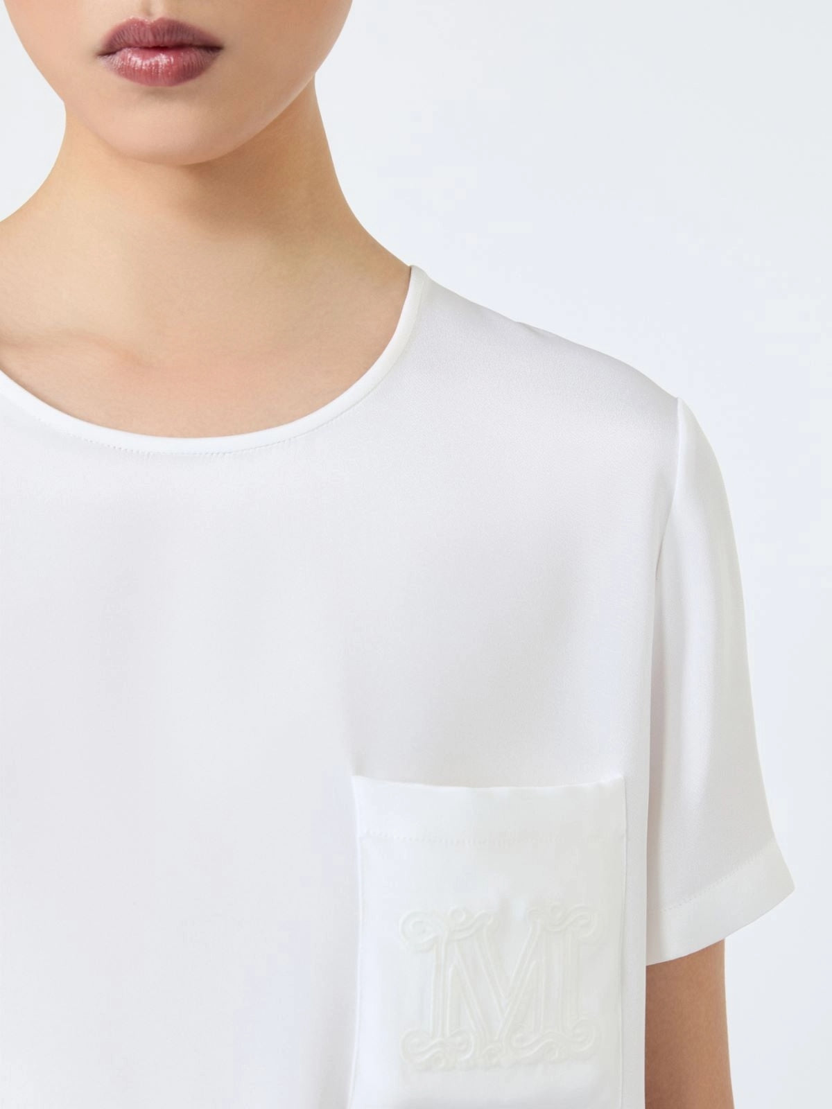 MAX MARA<BR/>Blusa in crêpe de Chine di seta stampata - Bianco MXMPAGANO 002 MAX MARA
