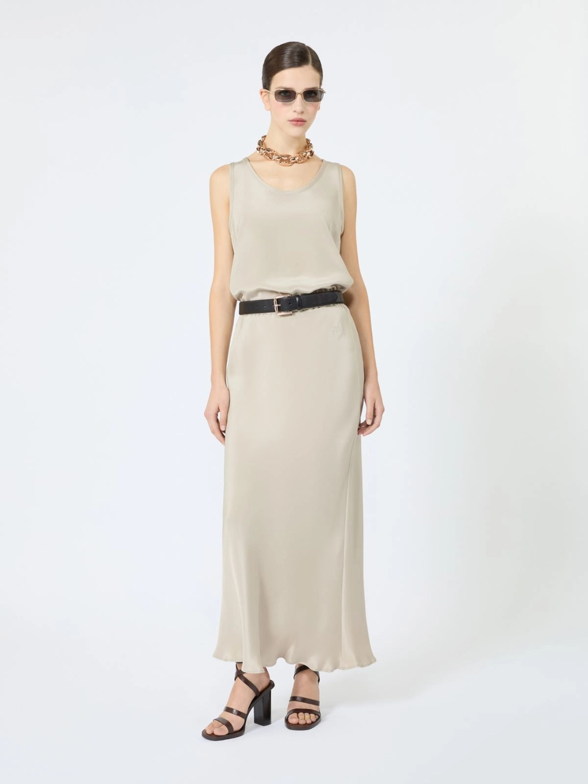 Gonna lunga in crêpe de Chine di seta MXMSOSPIRO 007 MAX MARA