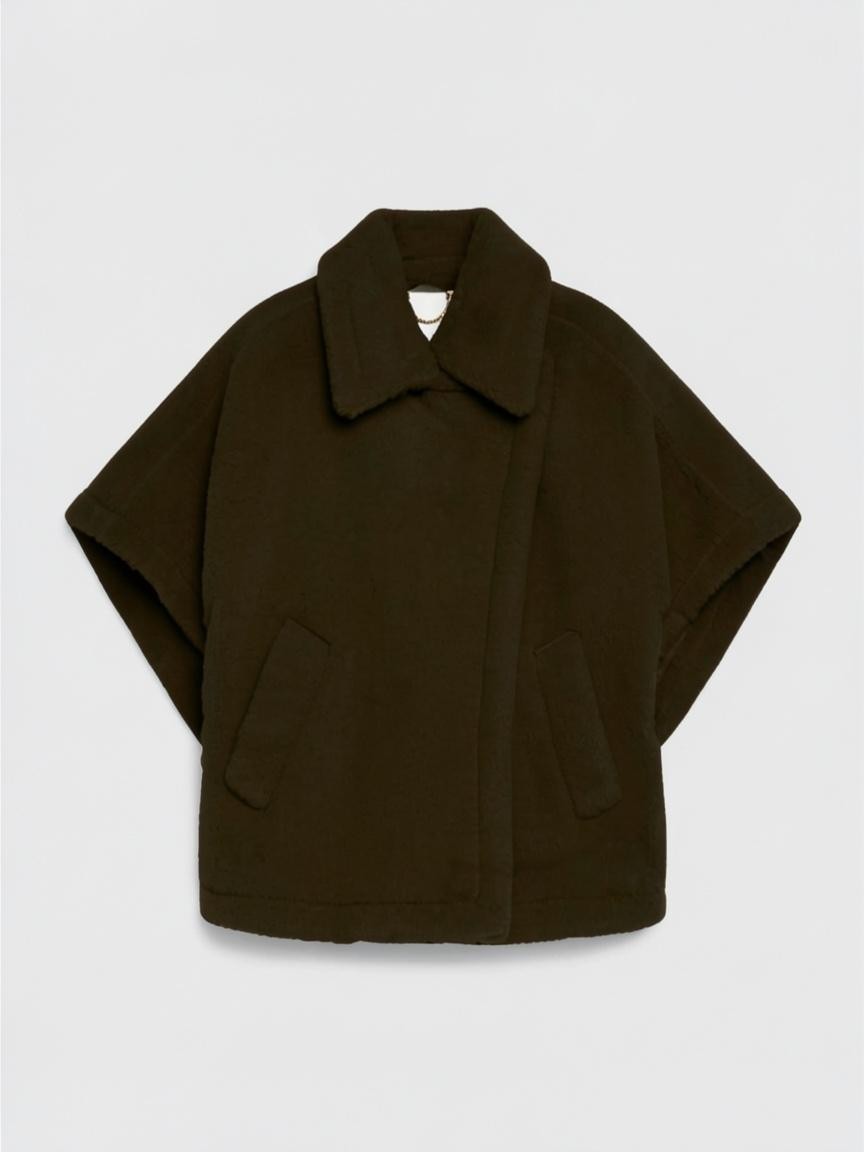 MAXMARA ACCESSORI<BR/>Mantella in Teddy di alpaca e lana - Ebano TEBE1 014 MAX MARA ACCESSORI