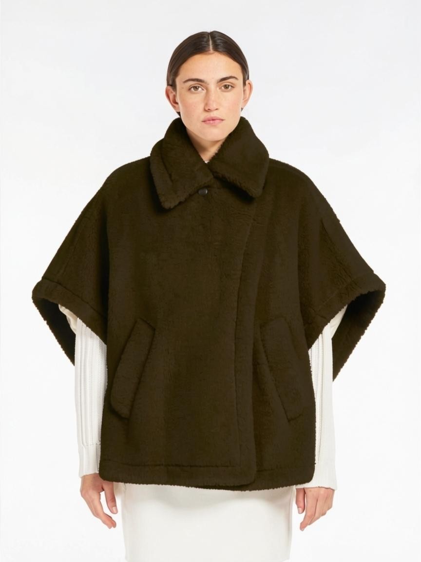 MAXMARA ACCESSORI<BR/>Mantella in Teddy di alpaca e lana - Ebano TEBE1 014 MAX MARA ACCESSORI