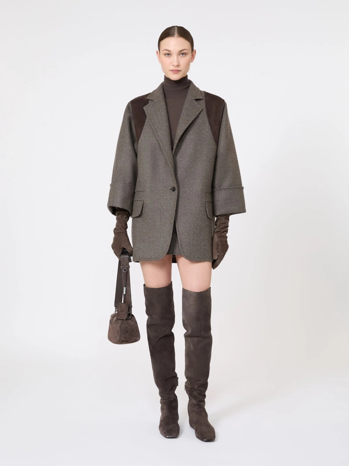 Blazer over in lana double - Marrone grigio MXSFENICE 003 MAX MARA SFILATA
