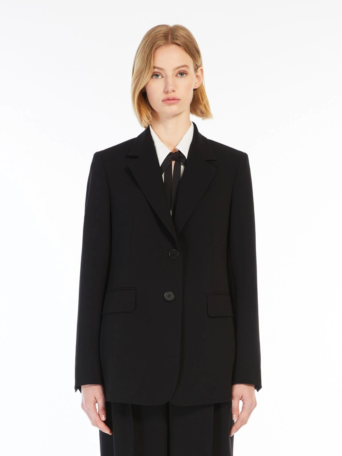 STUDIO<BR/>Blazer monopetto in cady - Nero LINZ 001 MAX MARA STUDIO