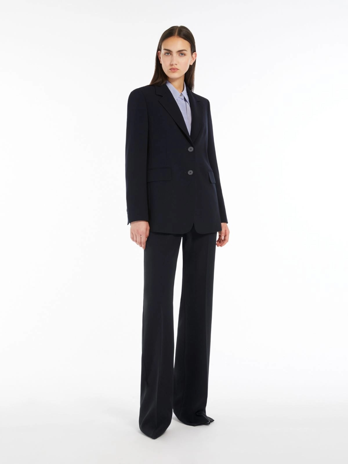 STUDIO<BR/>Blazer monopetto in cady - Blu LINZ 005 MAX MARA STUDIO