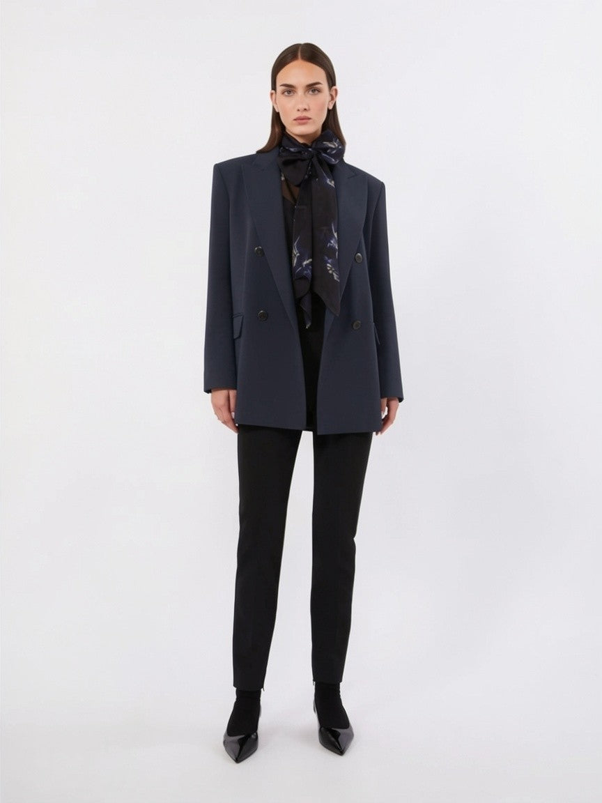 STUDIO<BR/>Giacca doppiopetto in cady - blu MSTBAOBAB 005 MAX MARA STUDIO