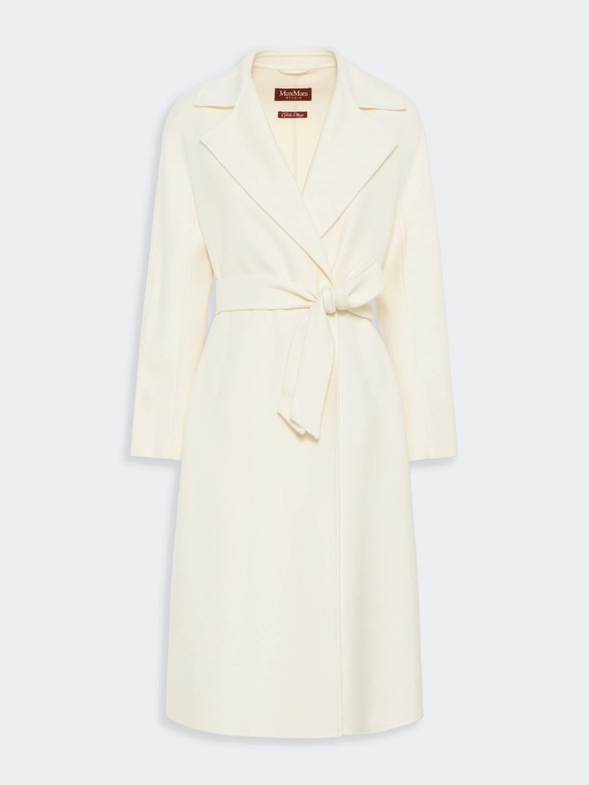 STUDIO<BR/>Cappotto lungo a vestaglia in lana, cachemire e seta - Bianco MSTCLES 003 MAX MARA STUDIO
