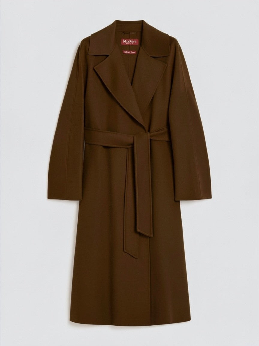 STUDIO<BR/>Cappotto lungo a vestaglia in lana, cachemire e seta - Cuoio MSTCLES 058 MAX MARA STUDIO