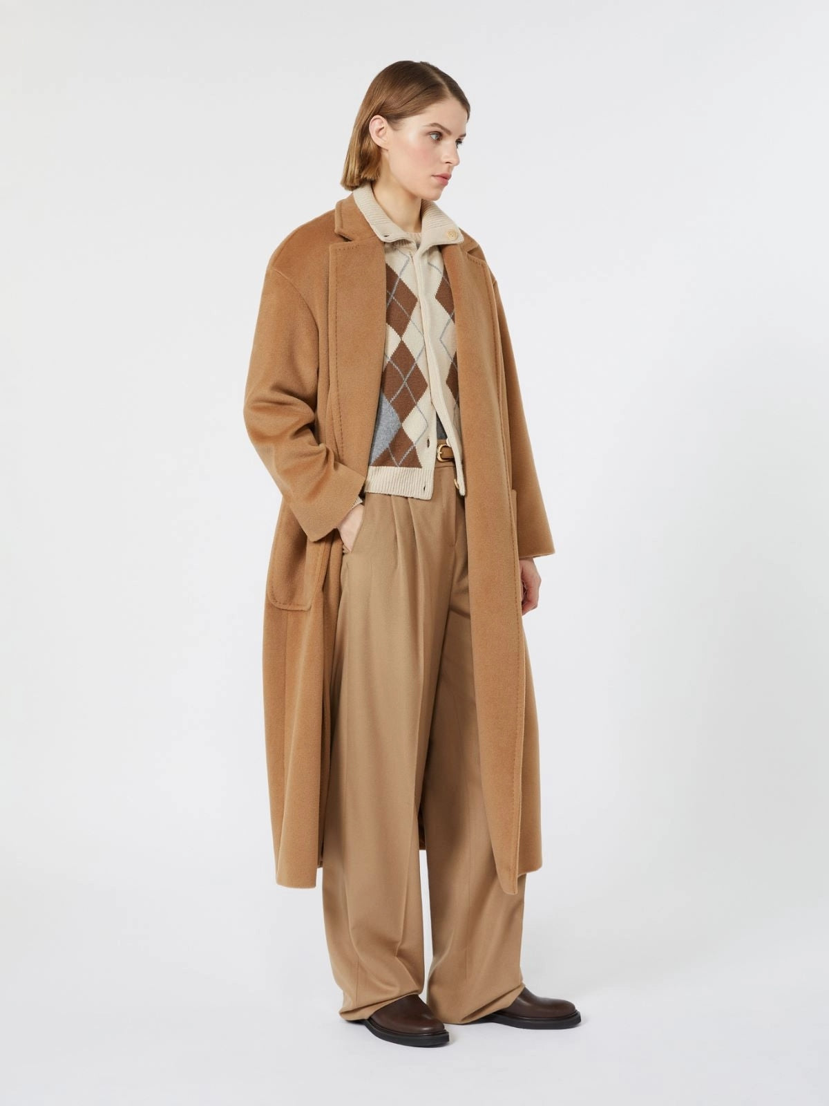 STUDIO<BR/>Cappotto lungo in beaver di lana - Cammello MSTGIAMBO 002 MAX MARA STUDIO
