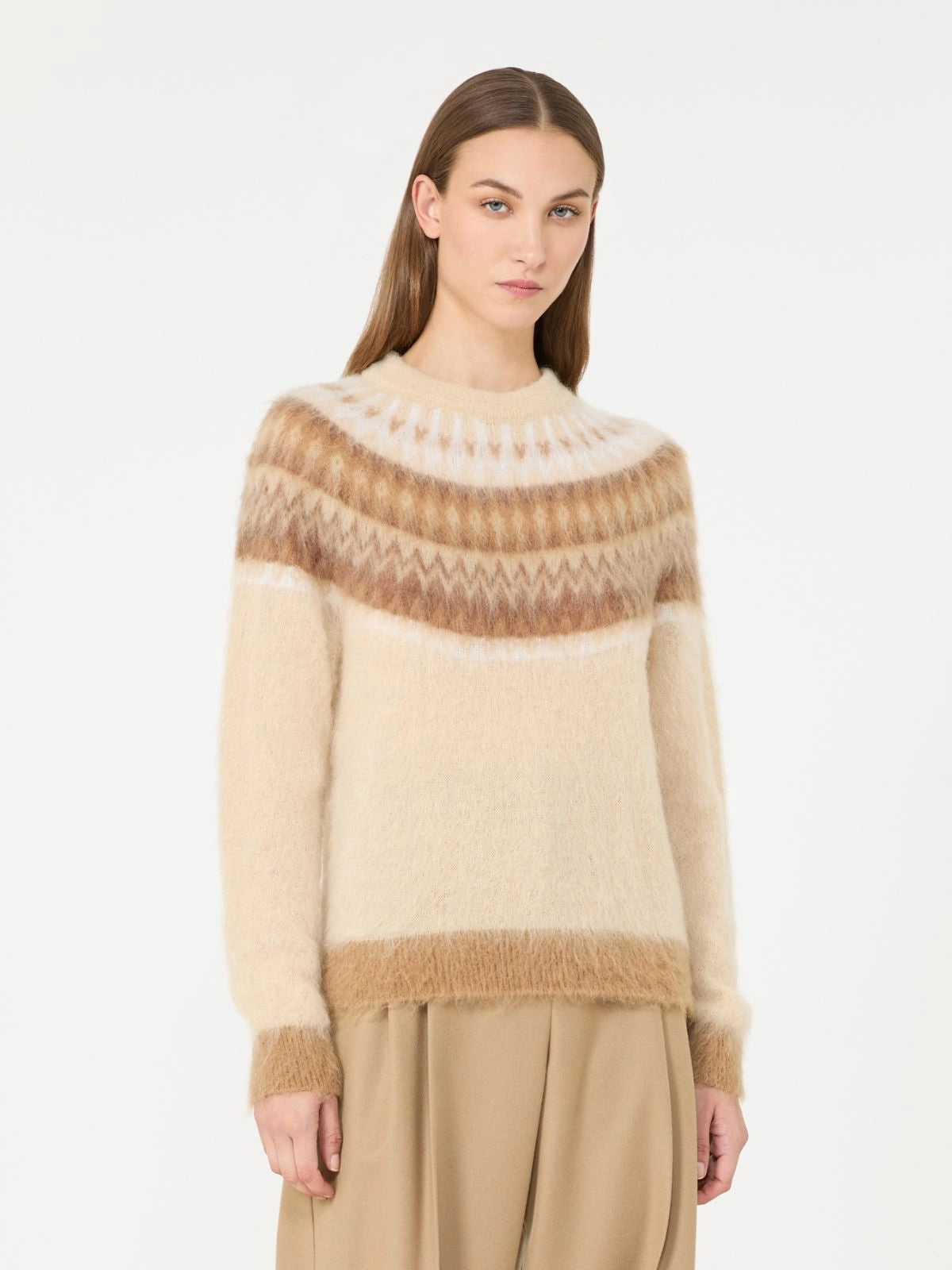 Maglia in lana e mohair Fair Isle - Ecru MSTGLASSA 001 MAX MARA STUDIO