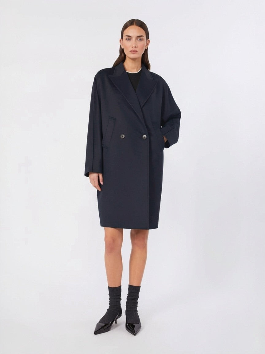 STUDIO<BR/>Cappotto doppiopetto in drap di lana - Blu MSTMASTRO 010 MAX MARA STUDIO