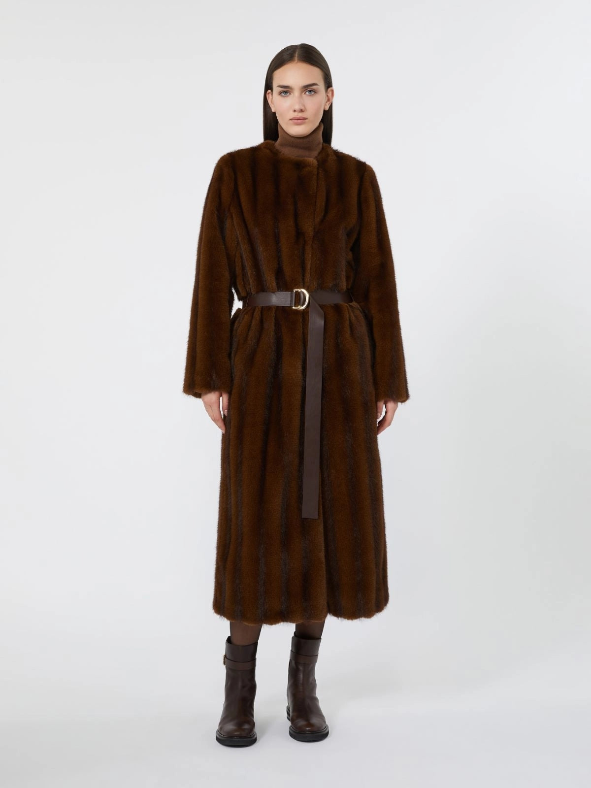 STUDIO<BR/>Cappotto lungo dalla texture soffice - Visone MSTORMA 001 MAX MARA STUDIO