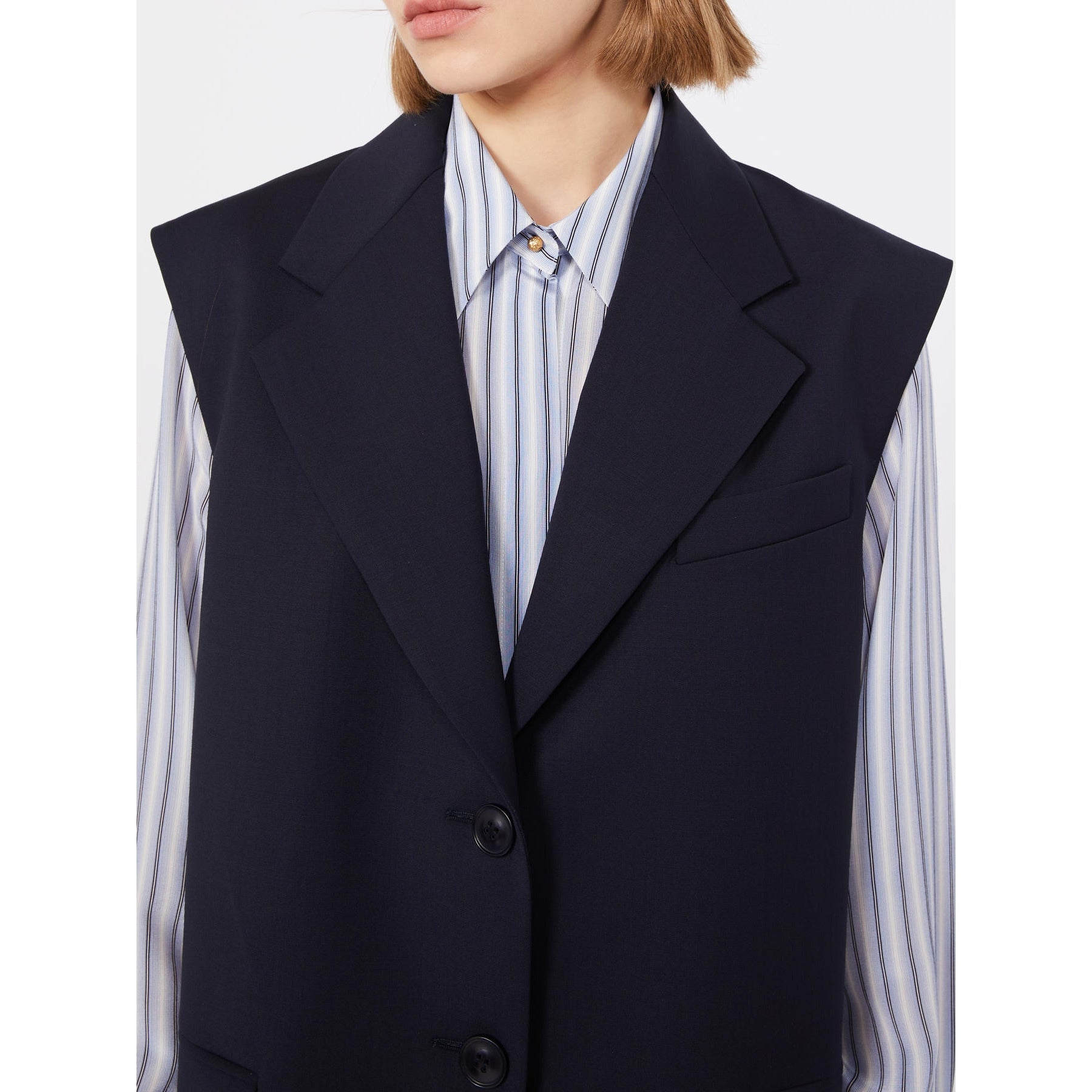 STUDIO<BR/>Giacca smanicata in lana - Blu MSTQUASAR 008 MAX MARA STUDIO