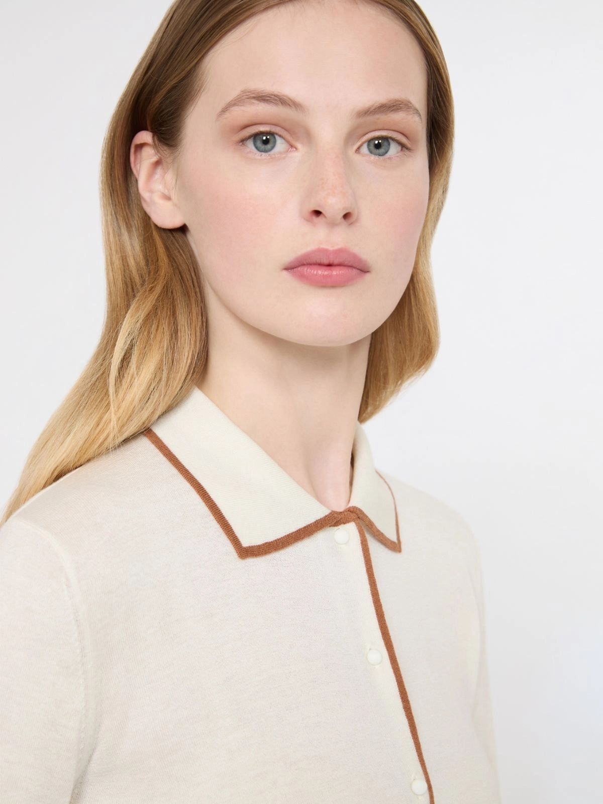 STUDIO<BR/>Cardigan in filato di lana e seta - Bianco Cammello MSTTARGA 012 MAX MARA STUDIO