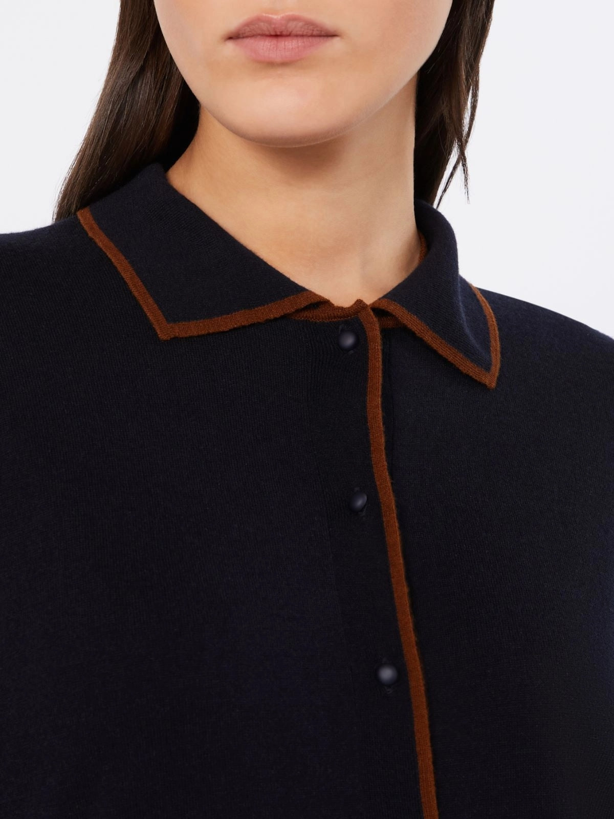 STUDIO<BR/>Cardigan in filato di lana e seta - Blu Marrone MSTTARGA 014 MAX MARA STUDIO