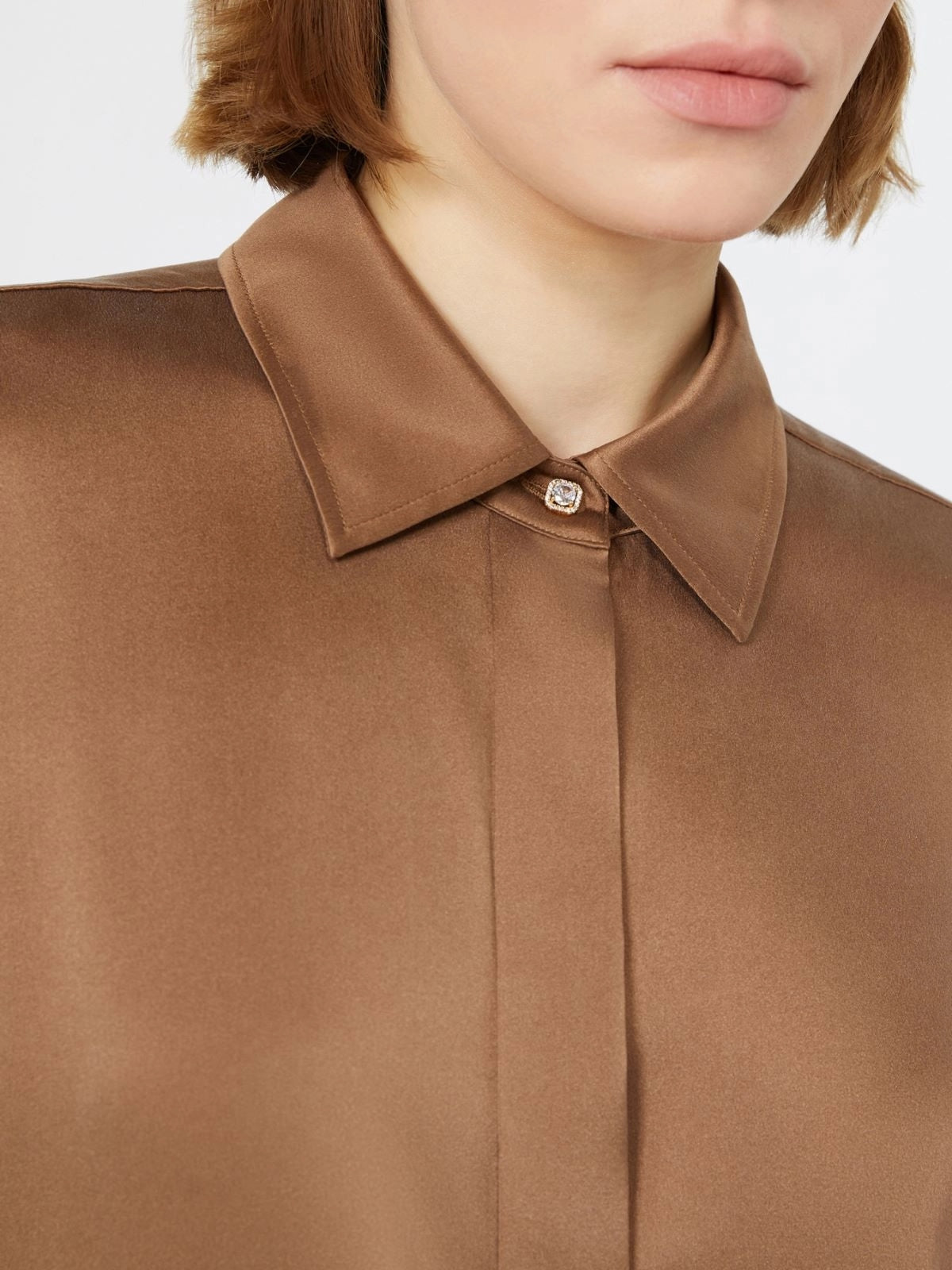 STUDIO<BR/>Camicia maschile in raso di seta - Cuoio MSTXERO 094 MAX MARA STUDIO