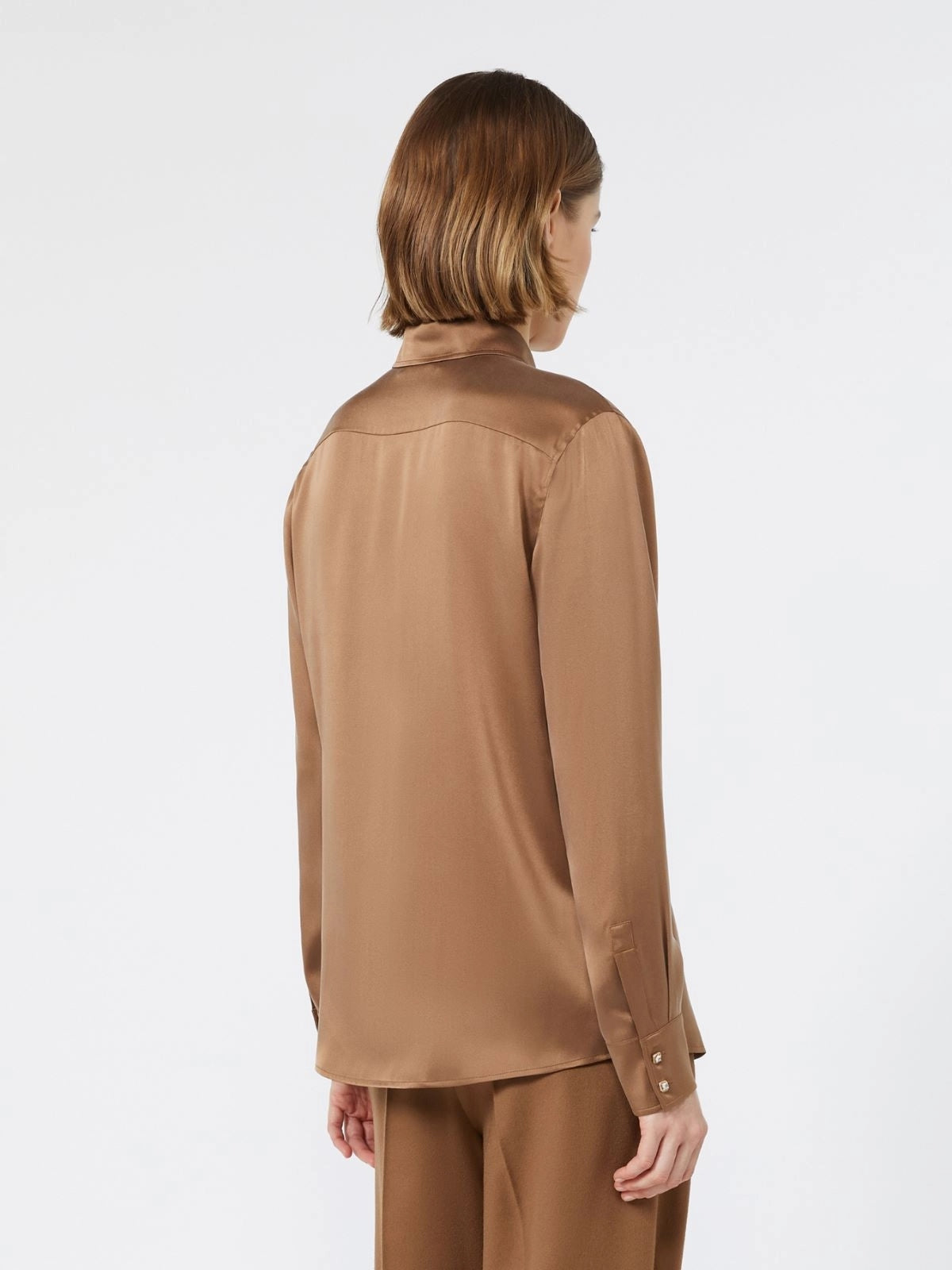 STUDIO<BR/>Camicia maschile in raso di seta - Cuoio MSTXERO 094 MAX MARA STUDIO