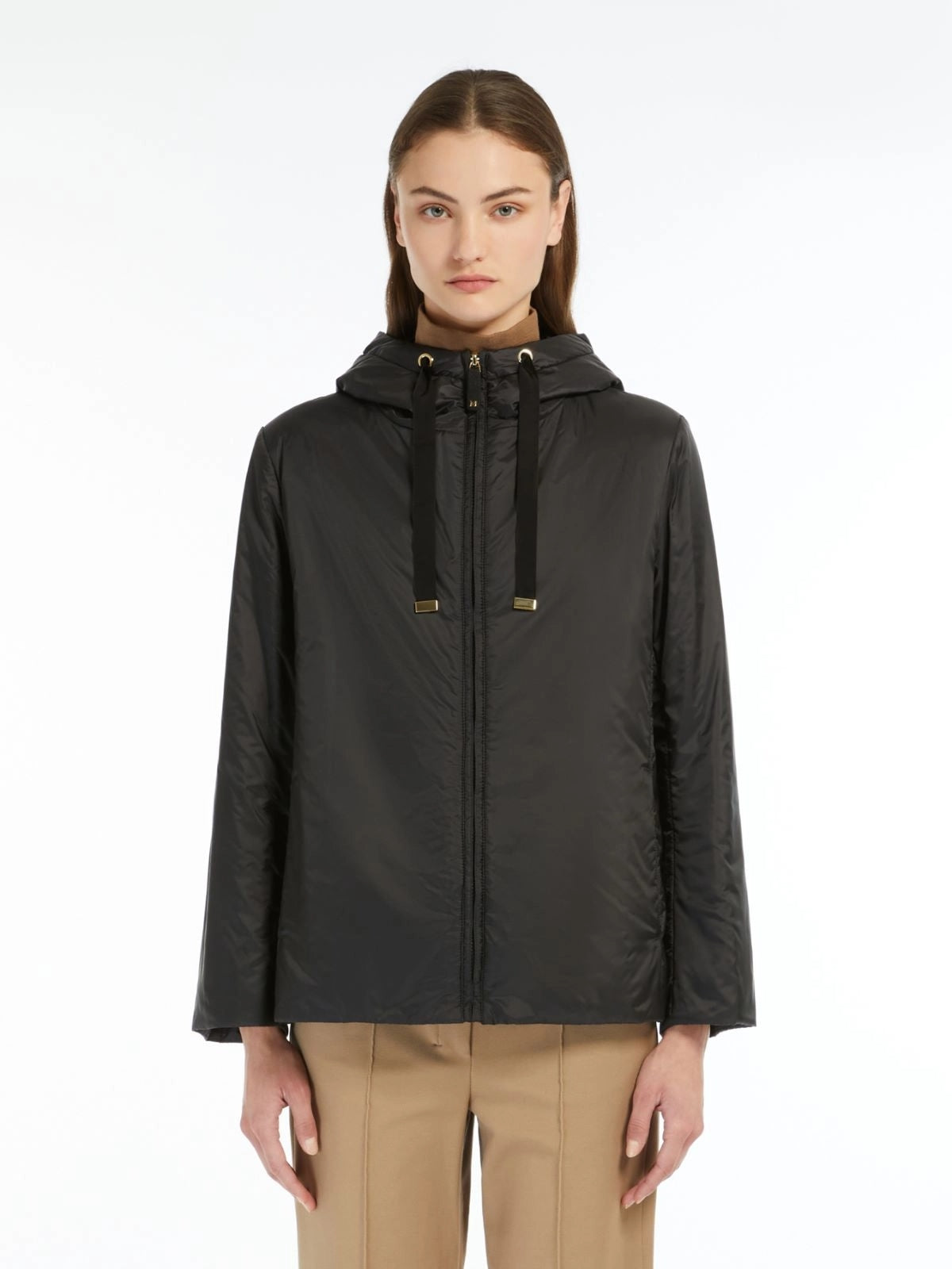 MAX MARA THE CUBE<BR/>Giacca imbottita con cappuccio in tela antigoccia - Nero GREENH 009 MAX MARA THE CUBE