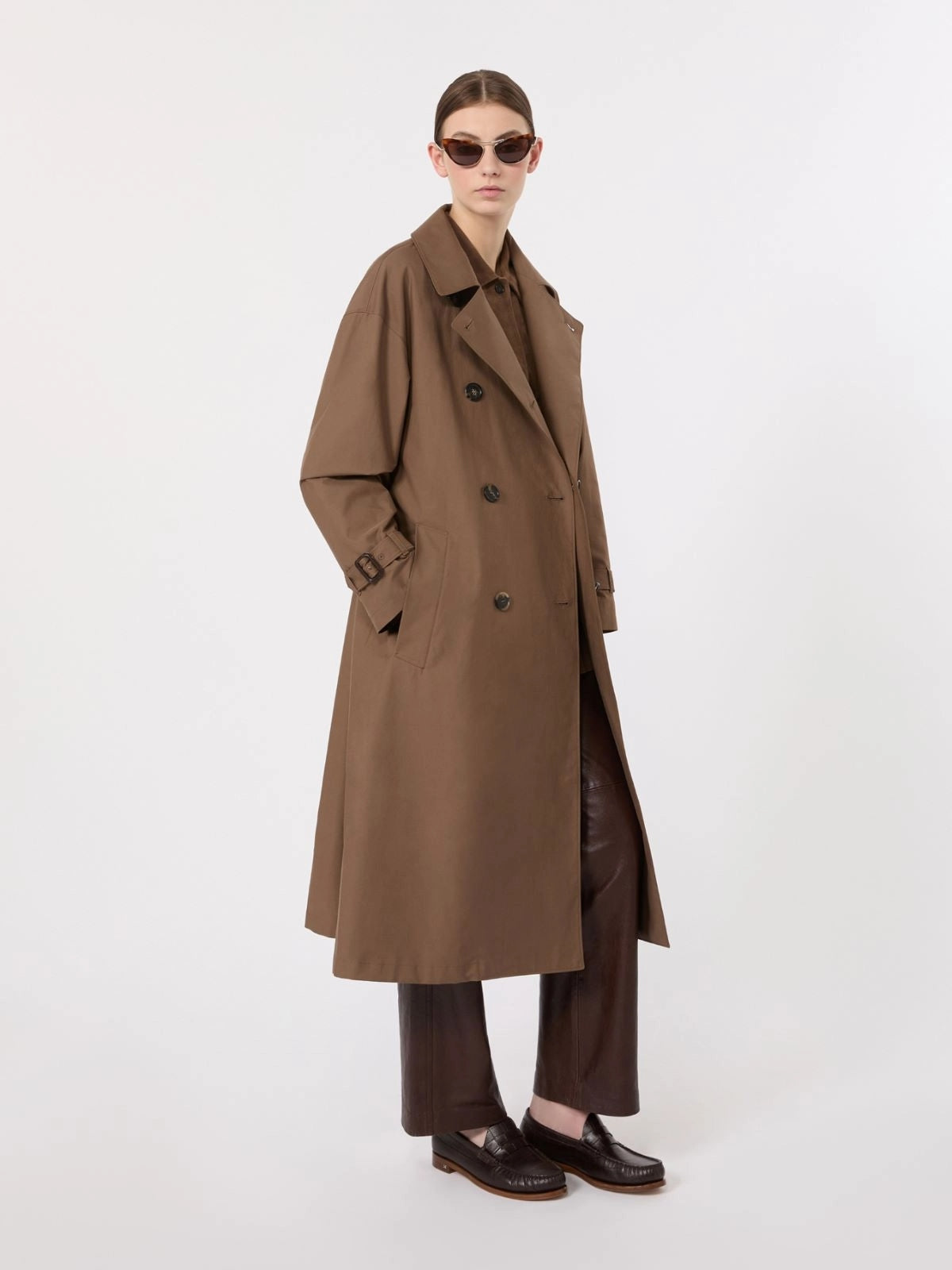 MAX MARA THE CUBE<BR/>Trench midi in twill di cotone antigoccia - Marrone MTCANTONIA 011 MAX MARA THE CUBE