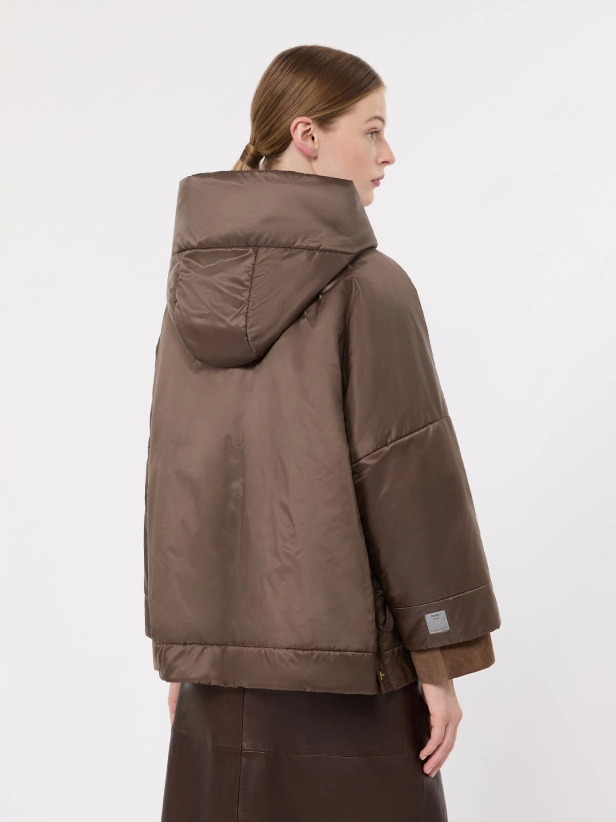 MAX MARA THE CUBE<BR/>Giacca imbottita in tela antigoccia con cappuccio - Marrone MTCFIORE 096 MAX MARA THE CUBE