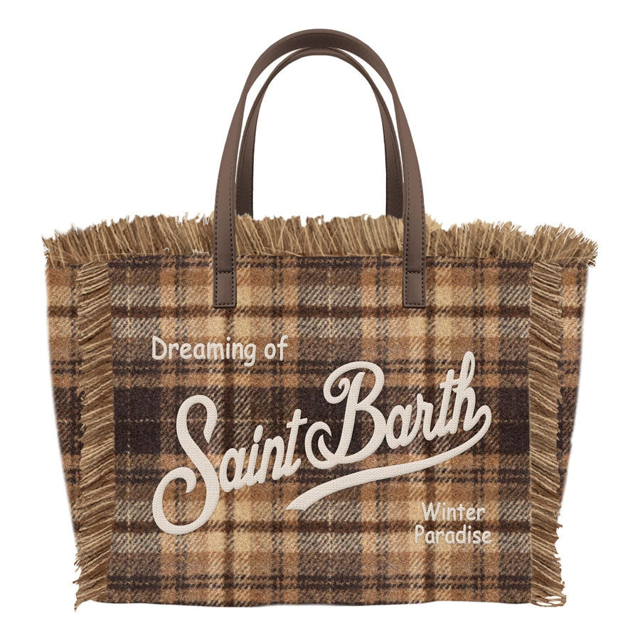Borsa Colette in lana con motivo tartan<BR/> COL0045 00470M MC2 SAINT BARTH