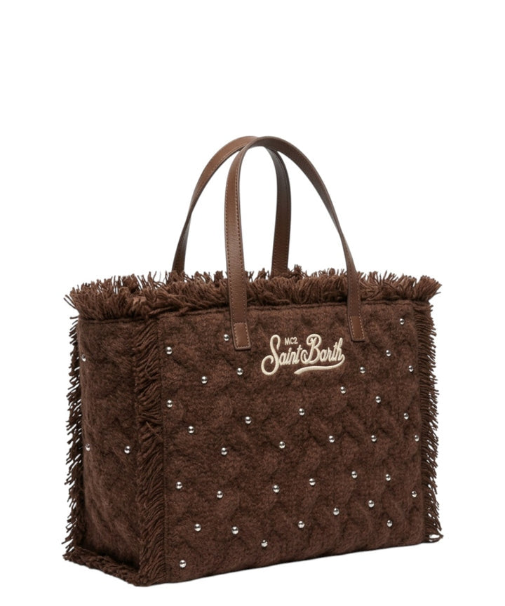 Borsa Colette Wool Braid marrone con strass<BR/> COL0047 04120M MC2 SAINT BARTH