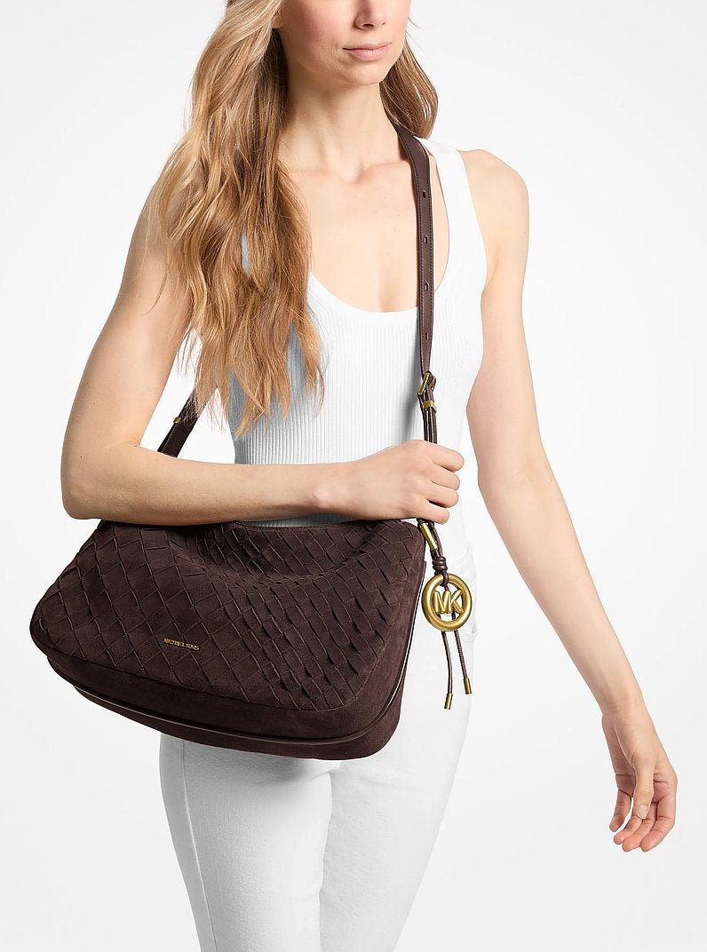 Borsa a spalla Nolita media in pelle scamosciata intrecciata a mano<BR/> 30F6AY5L2L 251 MICHAEL KORS