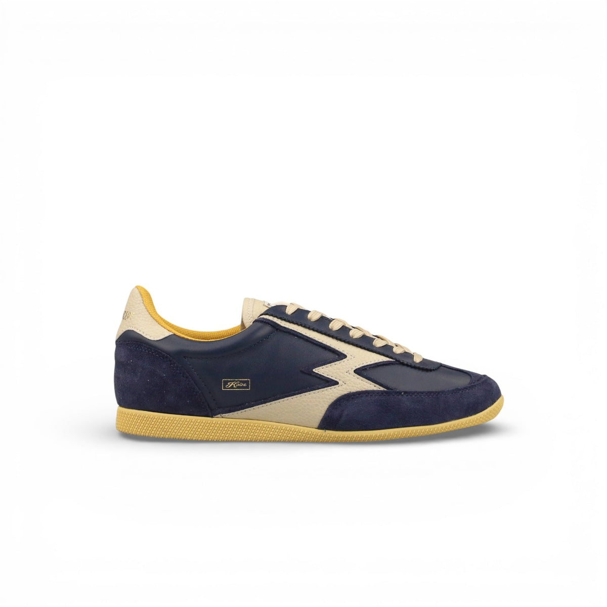 SNEAKER KOBE IN PELLE BLU NAVY E LOGO IN PELLE MARTELLATA BURRO<BR/> KO378M NAVY MOACONCEPT