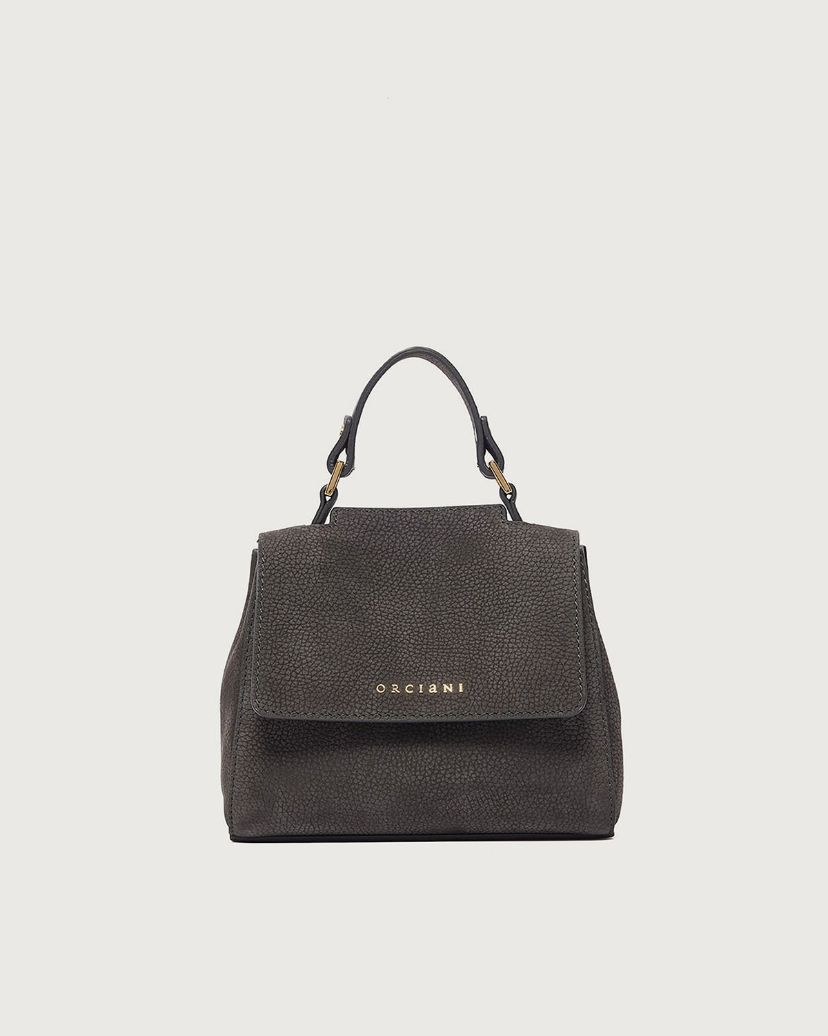 Borsa Sveva Nabucco Mini a mano in pelle nabuk con tracolla<BR/> B02019NBU CARBONE ORCIANI