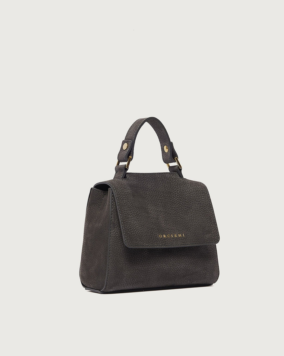 Borsa Sveva Nabucco Mini a mano in pelle nabuk con tracolla<BR/> B02019NBU CARBONE ORCIANI