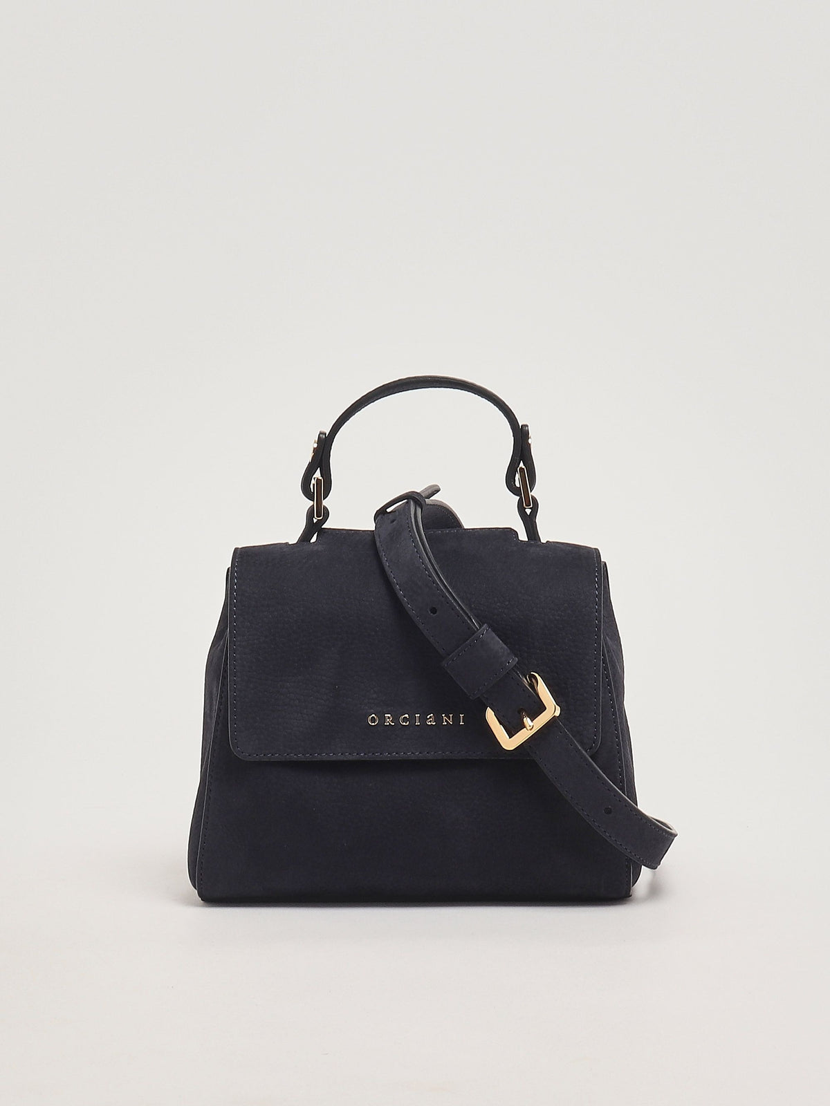 Borsa Sveva Nabucco Mini a mano in pelle nabuk con tracolla<BR/> B02019NBU NOTTE ORCIANI