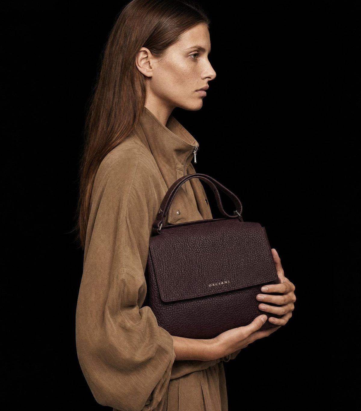 Borsa Sveva Soft Midi a spalla in pelle con tracolla<BR/> BT2006SOF BURGUNDY ORCIANI