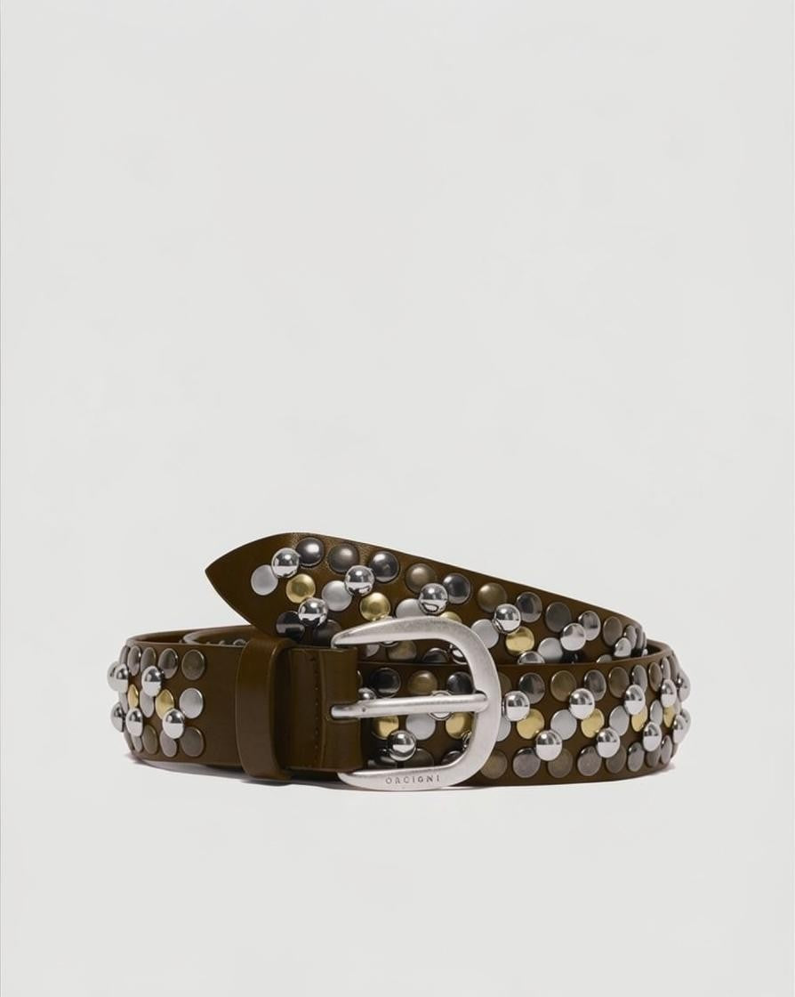 Cintura Bull Soft in cuoio con borchie 3,5 cm D10513BUS T.MORO ORCIANI