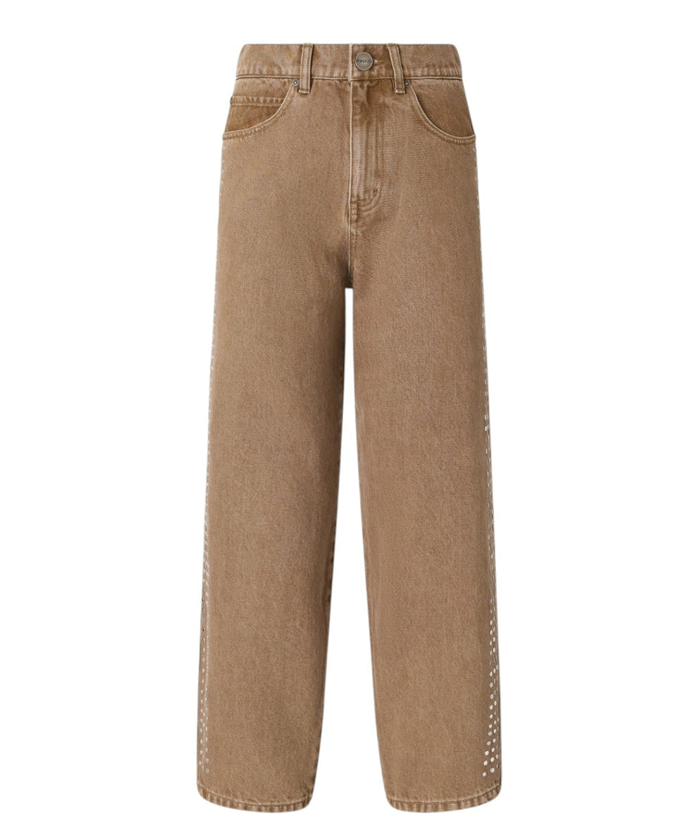 Pantaloni Pinko Egg Fit in Denim con Applicazioni 103857A3JM C88 PINKO
