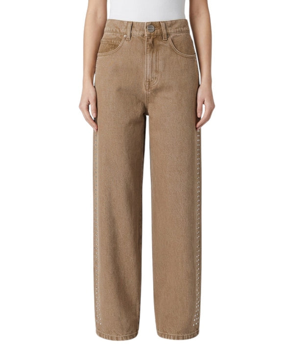 Pantaloni Pinko Egg Fit in Denim con Applicazioni 103857A3JM C88 PINKO