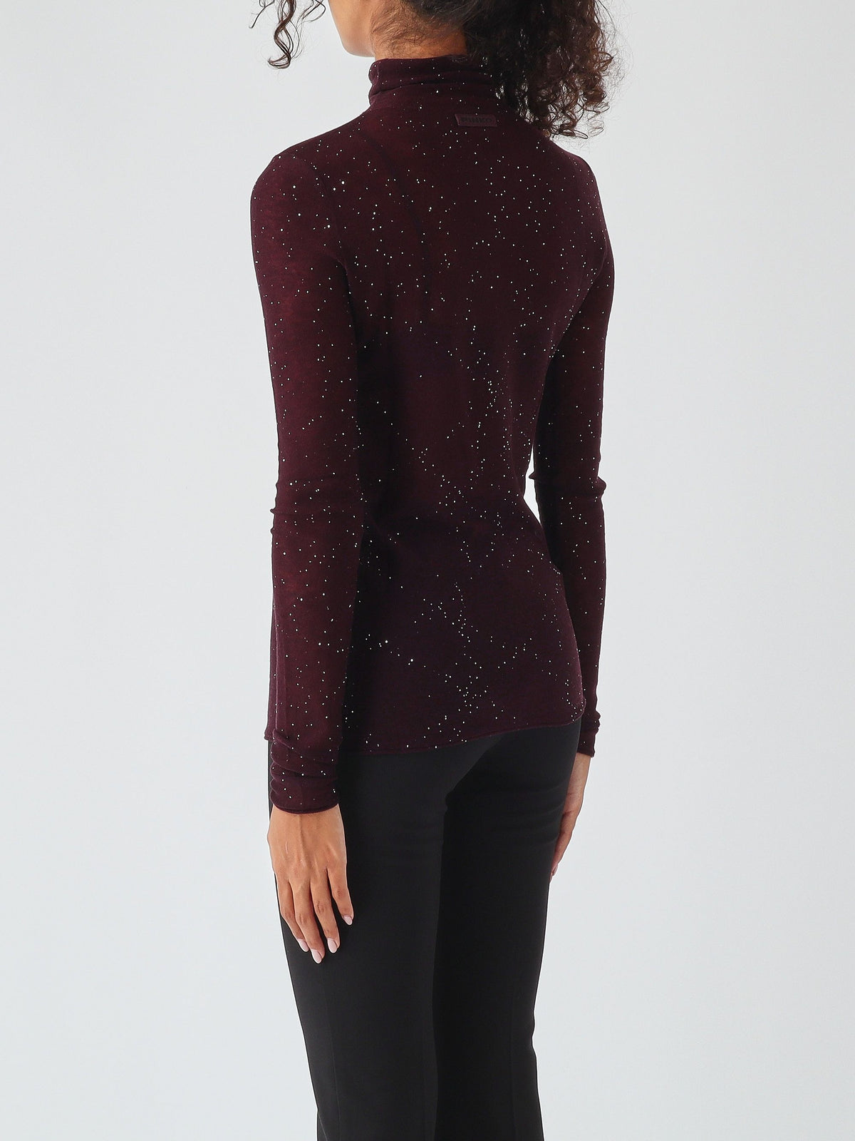 Maglia aderente a collo alto con micro paillettes moss<BR/> 105821A2PM W63 PINKO