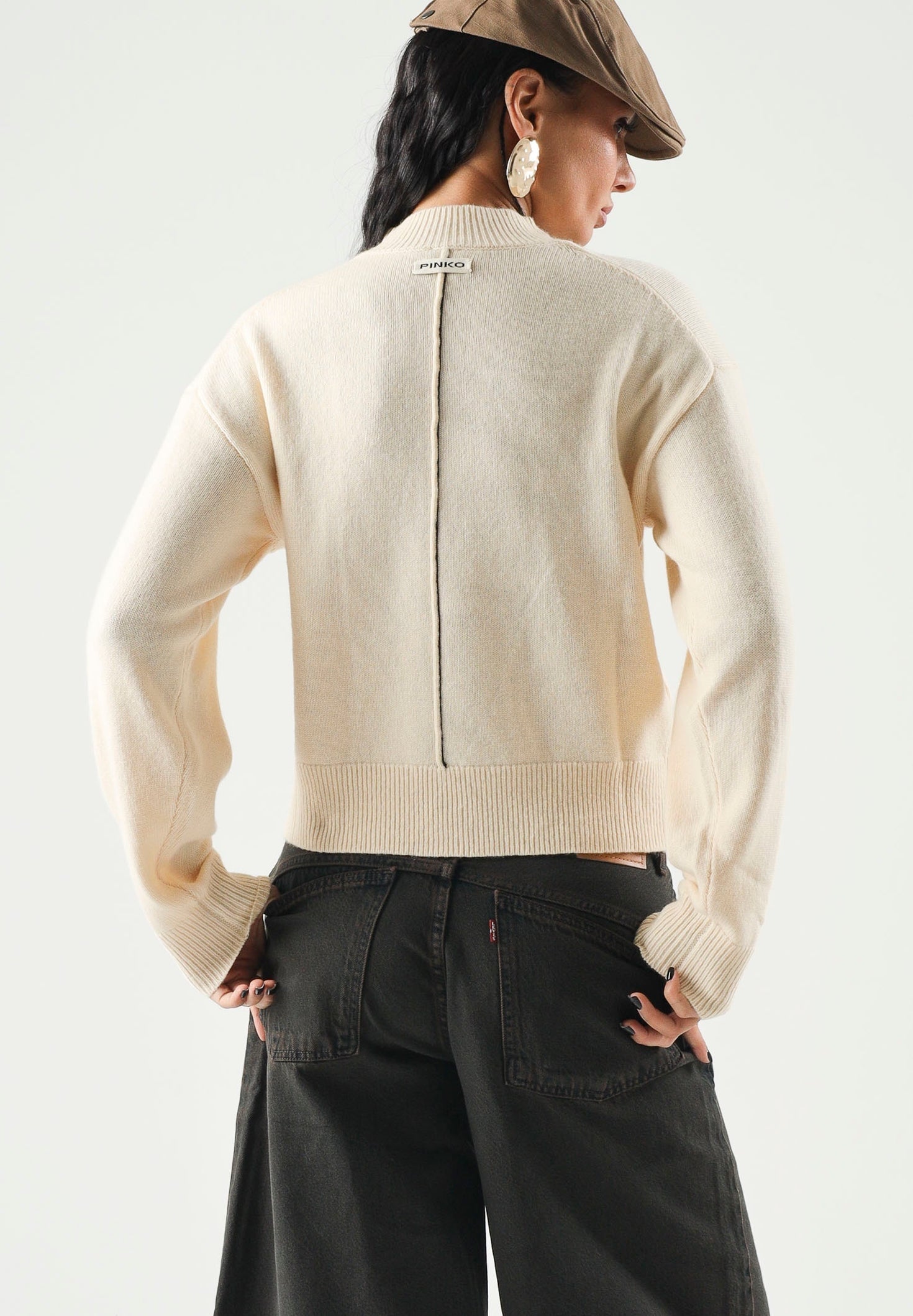PINKO Maglia SPARTA SWEATER rugiada gelata-beige da donna con lavorazione essenziale 107205A3G1 C15 PINKO