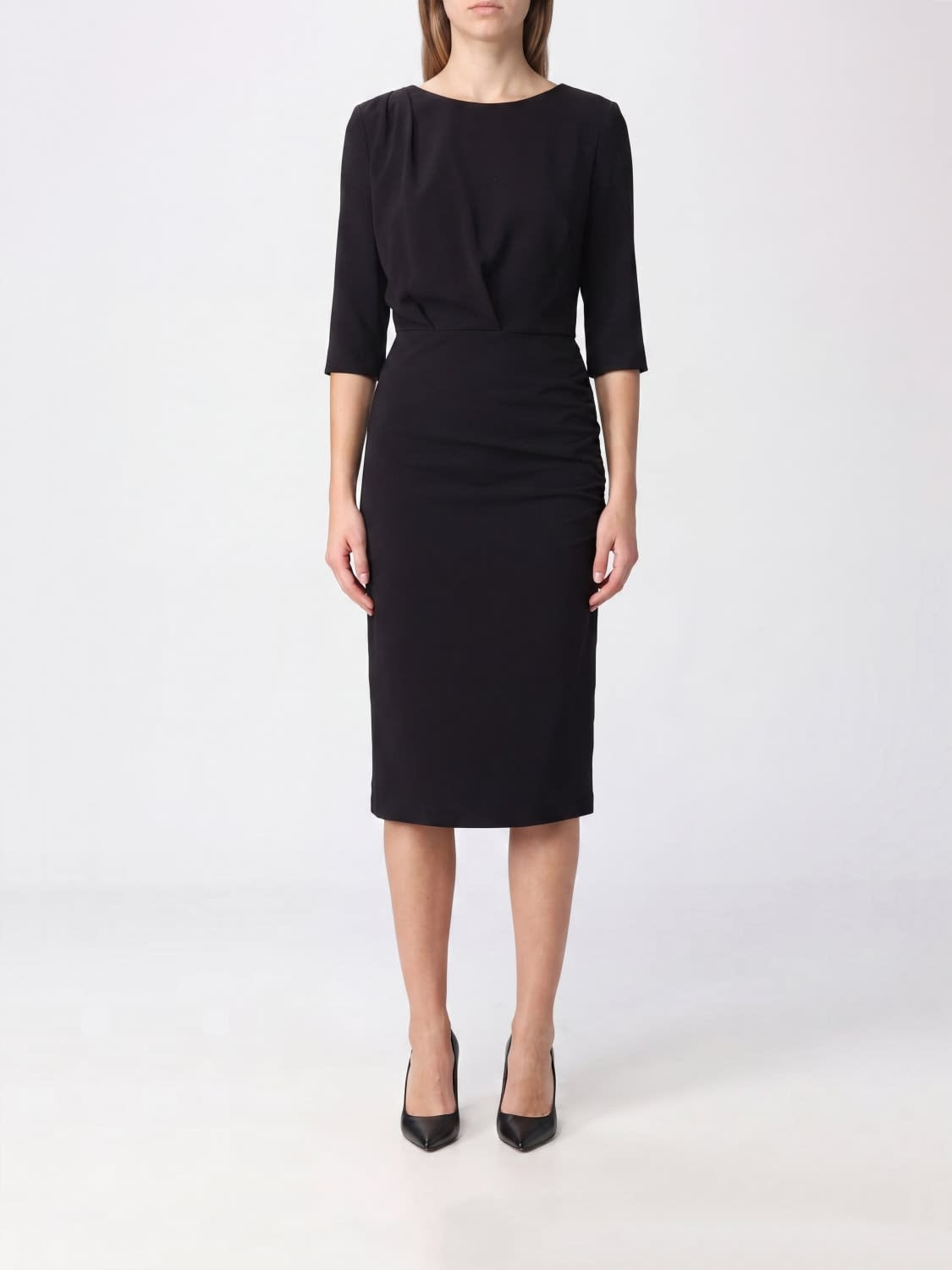 PINKO<BR/>Abito midi a tubino Pinko in crêpe a maniche lunghe con spacco posteriore 107230A3AH Z99 PINKO