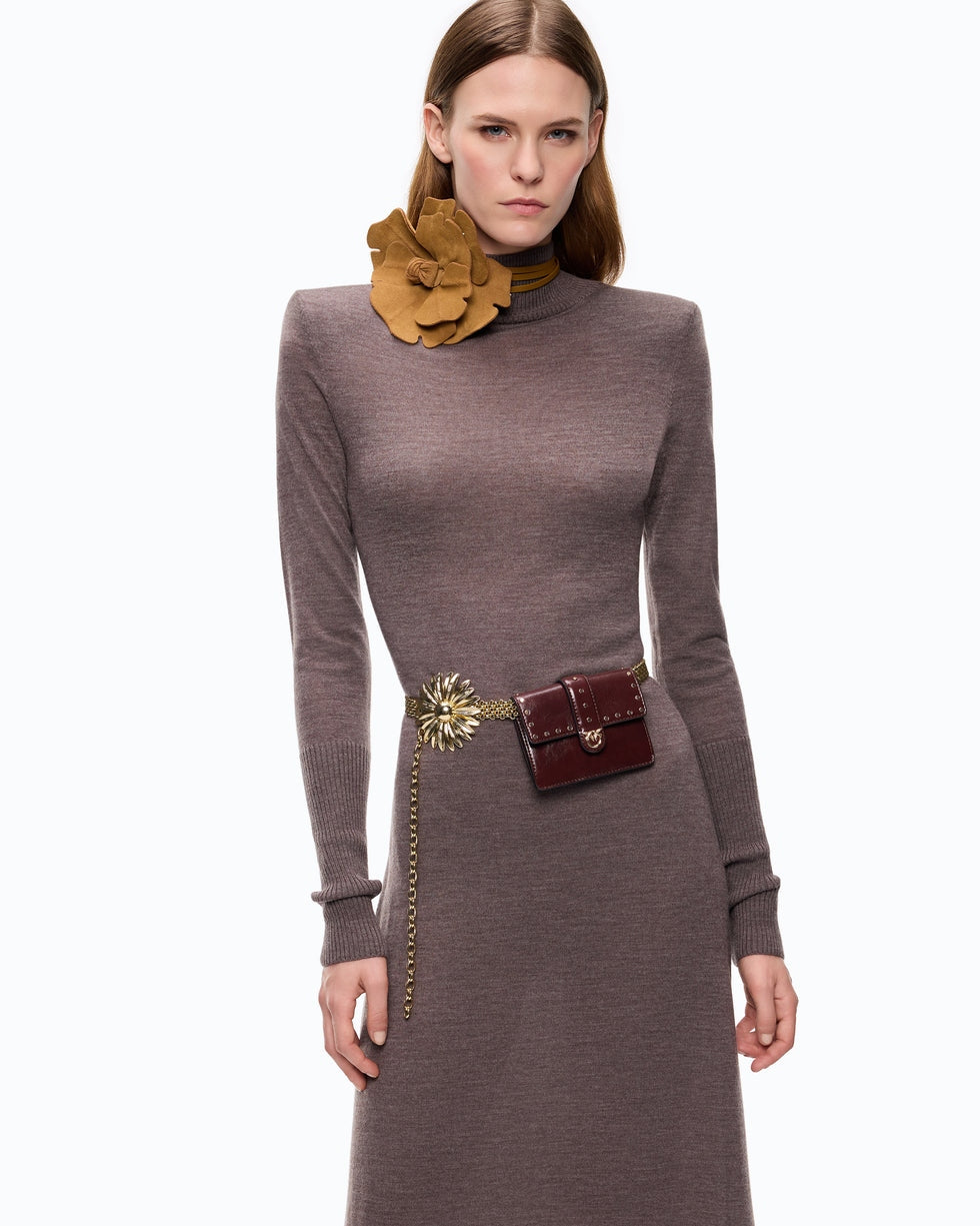 Abito lungo dolcevita in lana merino Londra 107247A3FY I66 PINKO