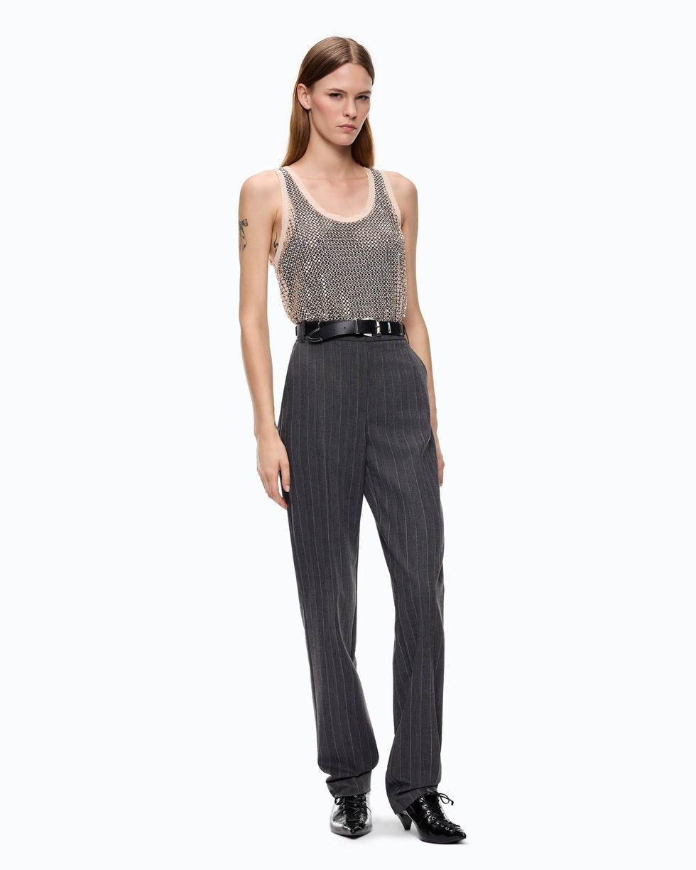 Pantaloni a sigaretta gessati in misto lana stretch pleione 107264A3FF IN4 PINKO