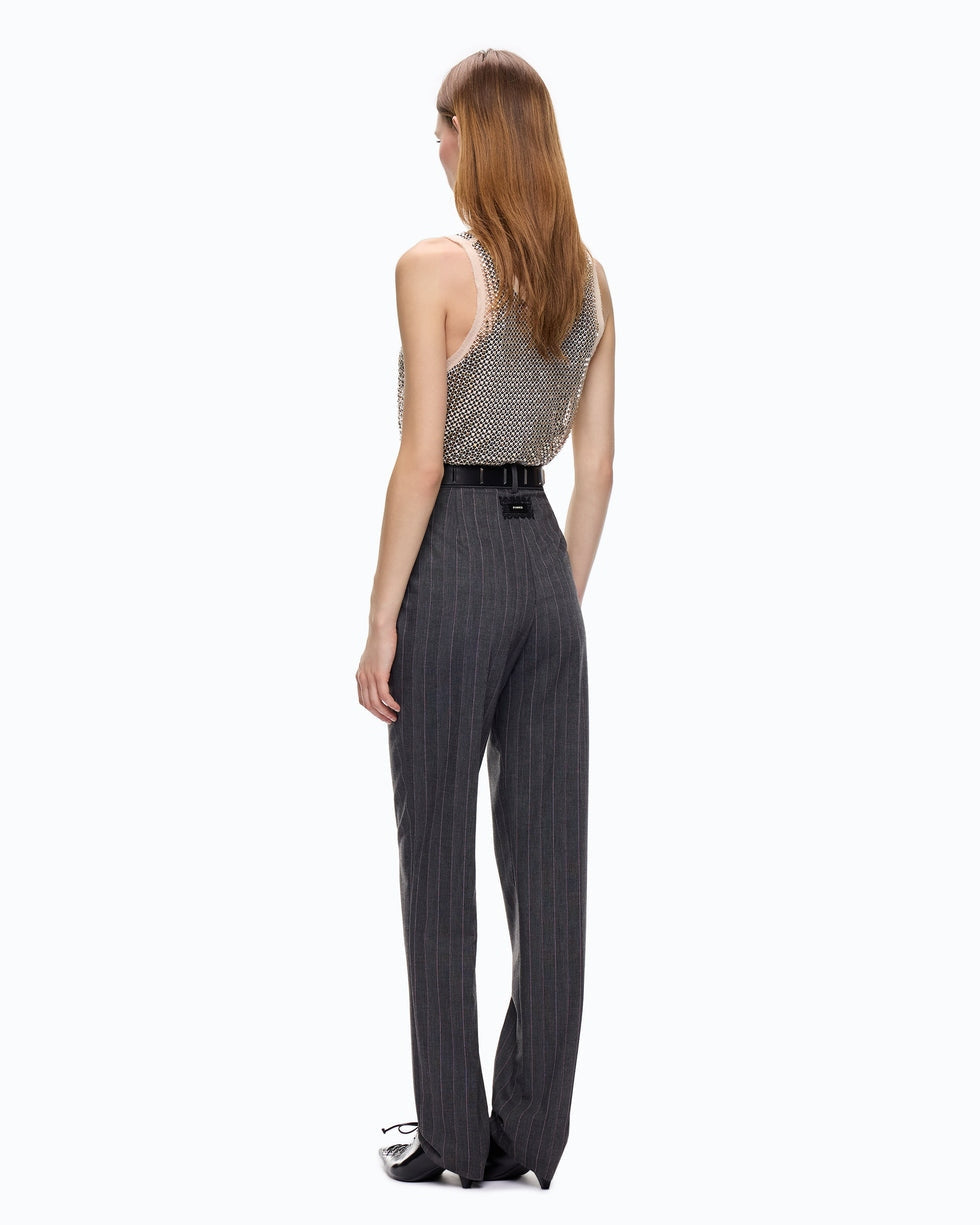 Pantaloni a sigaretta gessati in misto lana stretch pleione 107264A3FF IN4 PINKO