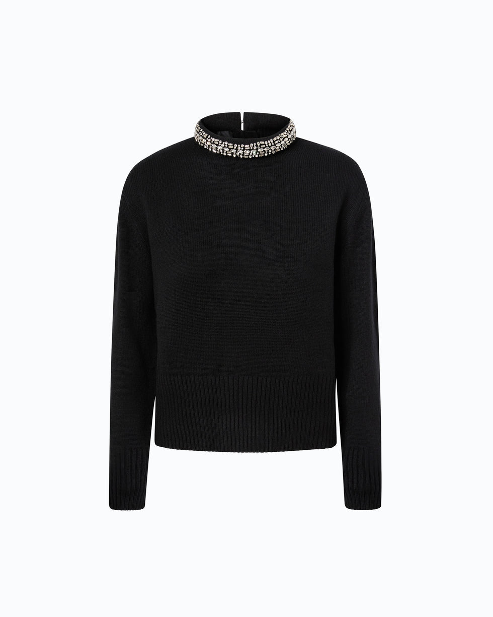 PINKO Maglia in misto lana con collo gioiello 107274A3GI Z99 PINKO