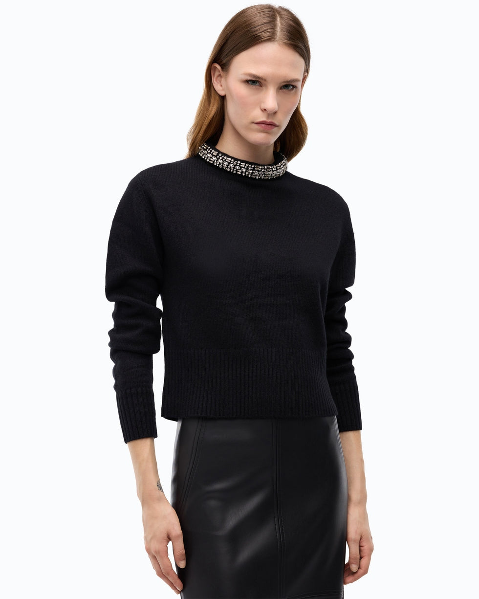 PINKO Maglia in misto lana con collo gioiello 107274A3GI Z99 PINKO